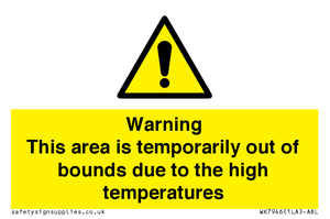 Warning This area is temporarily out of bounds due to the high temperatures